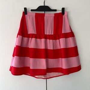 Red and Pink Striped Women's Skirt size Medium